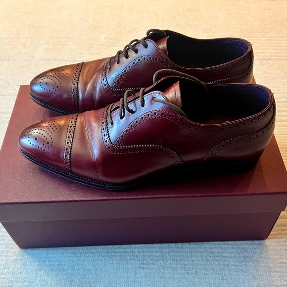 Carmina Men’s Oxford Brogue Shoes – Burgundy (Oxblood) – Handmade. Size 8.5